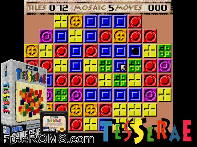 Tesserae Game Gear game showing 3D box cover and gameplay screenshot
